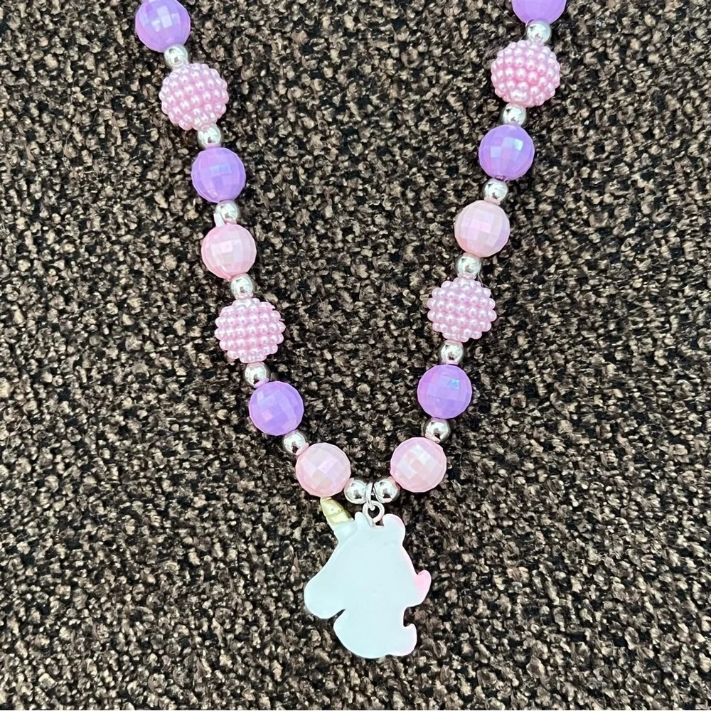 Unicorn Charm Beaded Necklace for Little Girls Children Jewelry Kids Gift - Picture 5 of 5